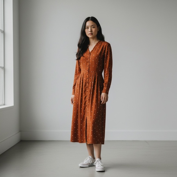 [WOMEN] RIHOAS Maxi Dress Dark Fall Orange Small Like New Rarely Worn - Picture 6 of 7